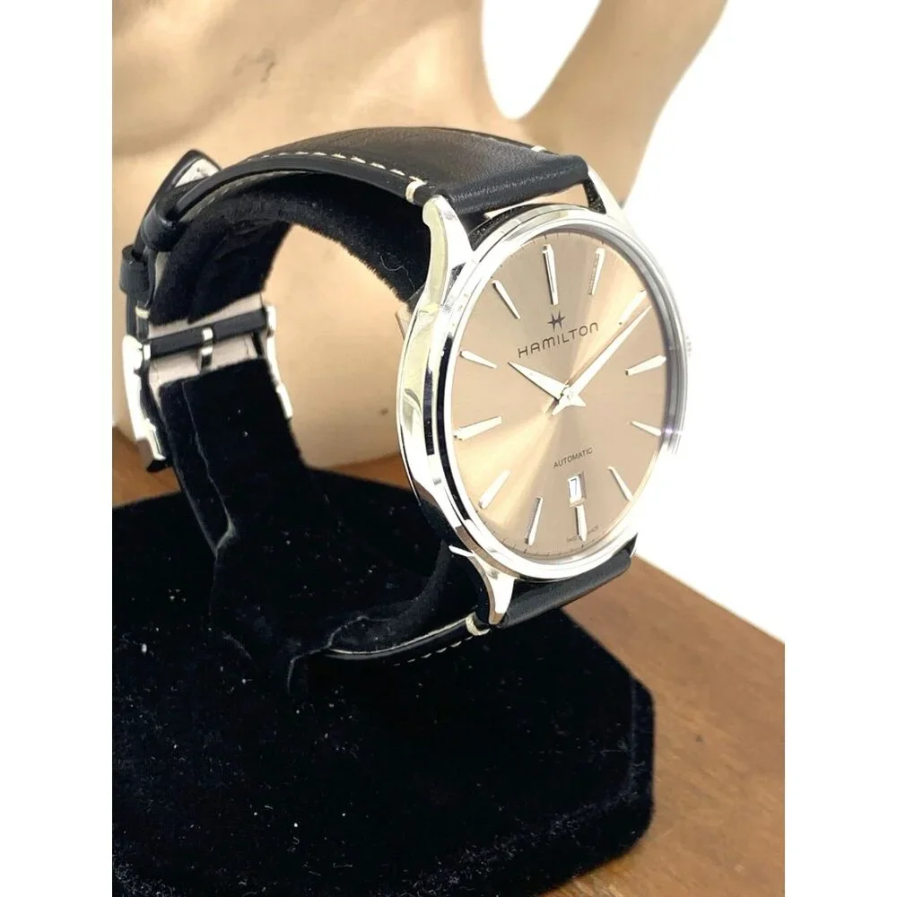 Hamilton Men's Watch H38525721 Swiss Automatic Beige Dial Leather Band 40mm